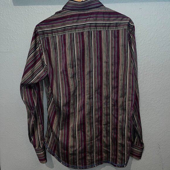 GEORG ROTH Los Angeles Fuchsia Striped Men's Shirt Contrast Collar & Cuffs Sz M - Picture 4 of 12